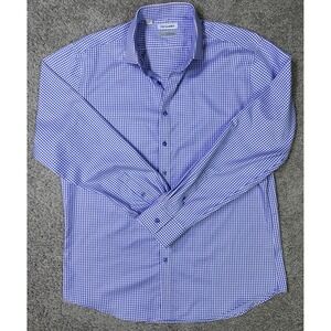 Twillory Shirt Men 17.5 36/37 Blue Non Iron Safe Cotton Tailorerd Fit Gingham